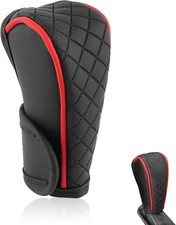 Leather Gear Shift Knob Cover Waterproof Anti-slip Shifter P Color Black-red