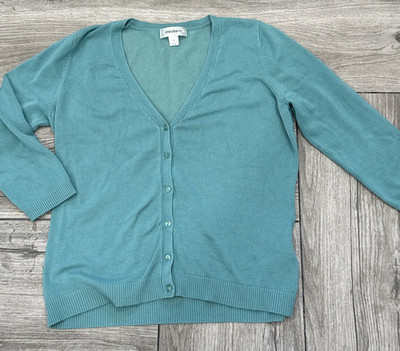 Dressbarn 3/4 Sleeve Button up V-Neck Sweater Size Medium
