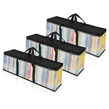 DVD Storage Bags Set of 3 Clear PVC Media Holder Case with Handles 3 Pack
