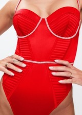 ann summers Incandesce Red Satin, Mesh Diamonte Body XS 4 6