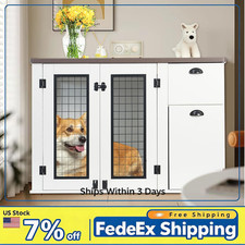 44" Wooden Dog Crate Furniture, Drawers  Side Cabinet Kennel for Medium Dogs