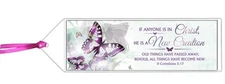 New Creation Bookmark QTY 150 2 Cor. 5:17 Vinyl Sleeve 2"x7" Ribbon Butterflies