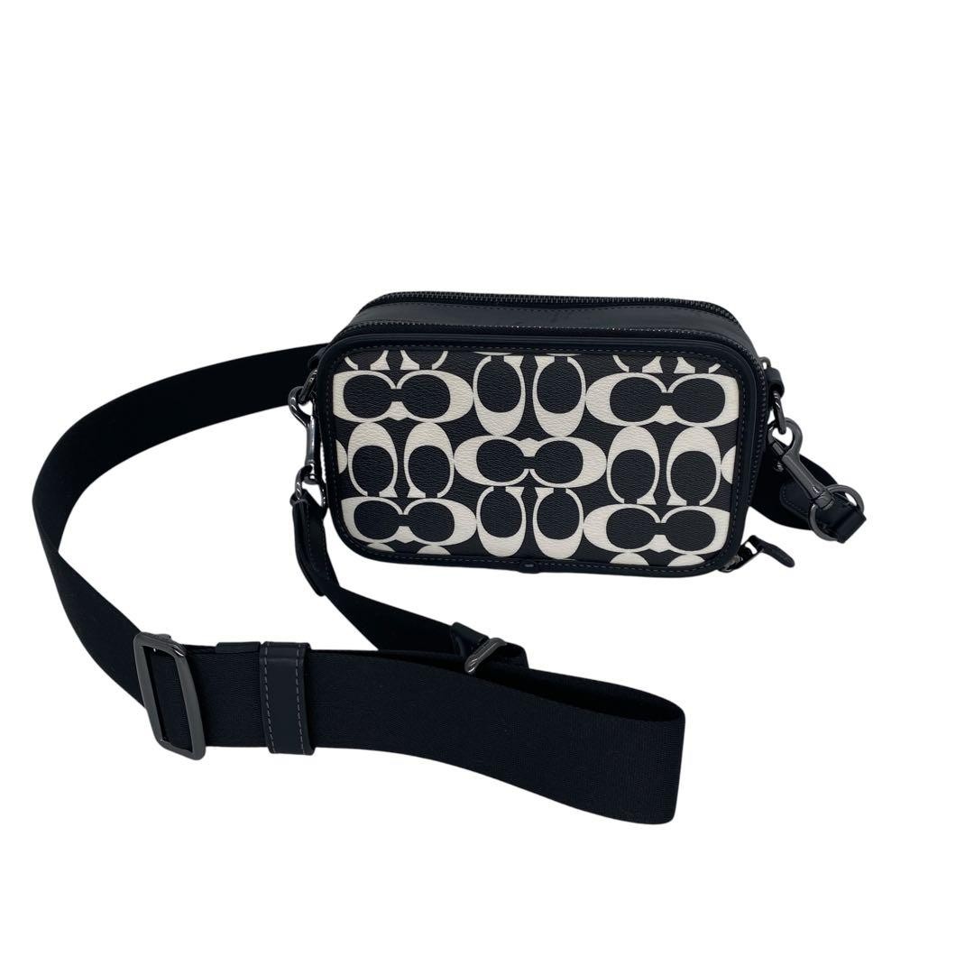 COACH Monogram Crossbody Bag Leather Black Authentic Women's Shoulder Bag image 2