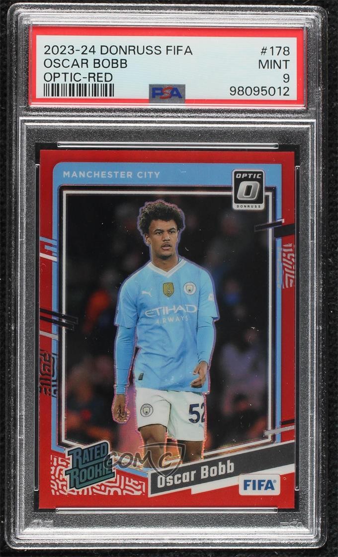 2023 Donruss FIFA Optic Rated Rookie Red Prizm /299 Oscar Bobb PSA 9 MINT 15p0