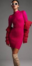 Anthropologie  sweater dress long sleeved Barbie pink Mini Stretch Size XS 34/26