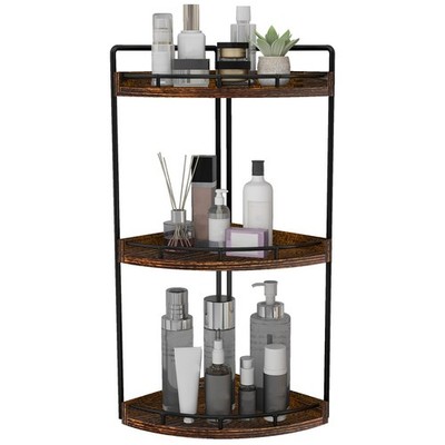 3-Tier Corner Bathroom Organizer Countertop for Storage,Vanity Tray,Wood Coun...