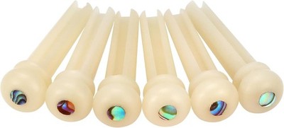 6Pcs Unbleached Guitar Bone Bridge Pins Natural Bone Color Replacement Parts wit