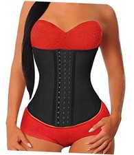 Women's Underbust Latex Sport Girdle Waist Trainer Corsets 3X-Large Black