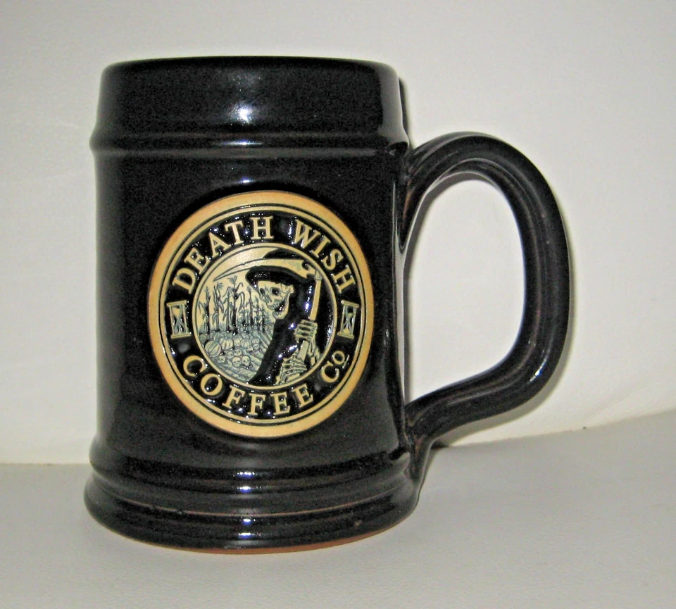 Taza de café Death Wish 2017 "Grim Reaper" Daneen Pottery 1589/5000 cerámica negra Foto 2 de 4