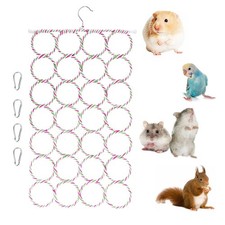 Rat Hammock For Cage Rope Net Bridge Bird Ladders Perch 28 Rings, Colorful