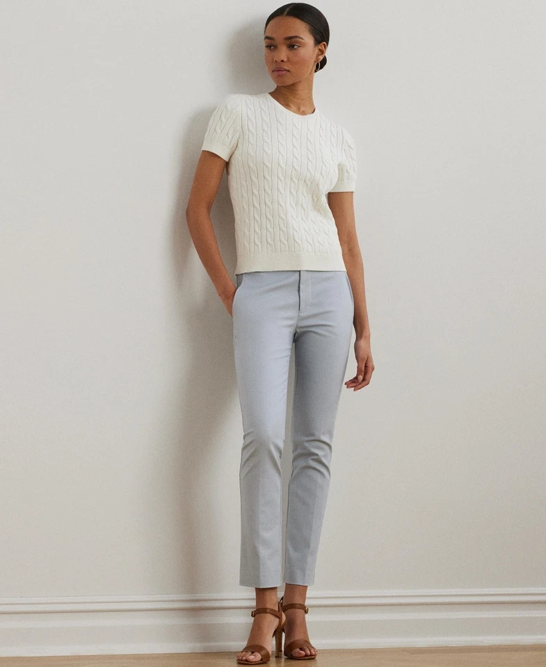 Suéter de manga corta de algodón tejido con cable talla L Lauren Ralph Lauren para mujer Foto 4 de 4