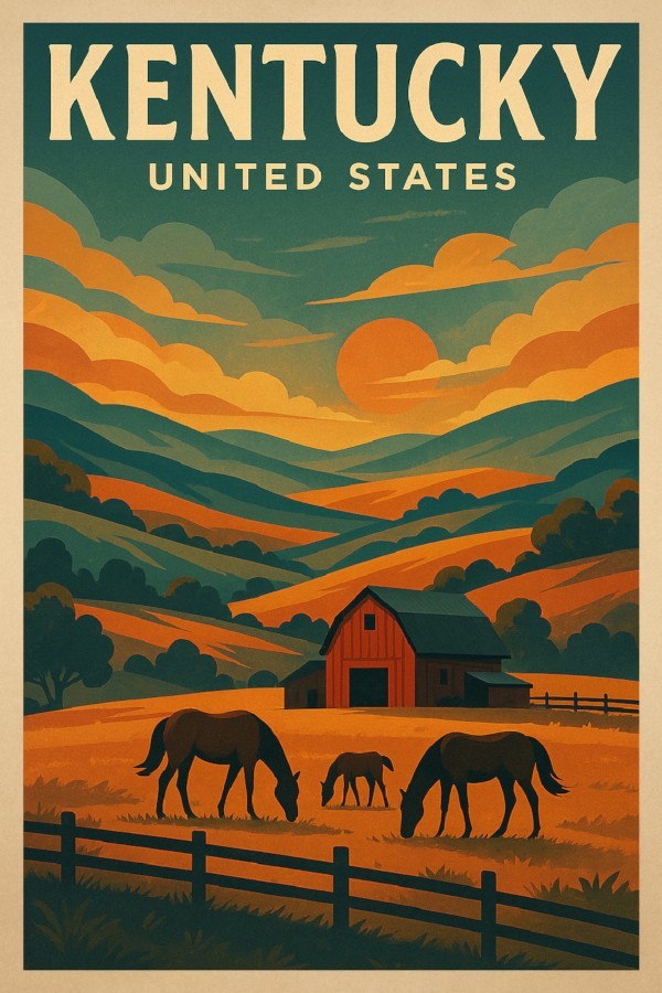 Poster retrò Kentucky USA in tela