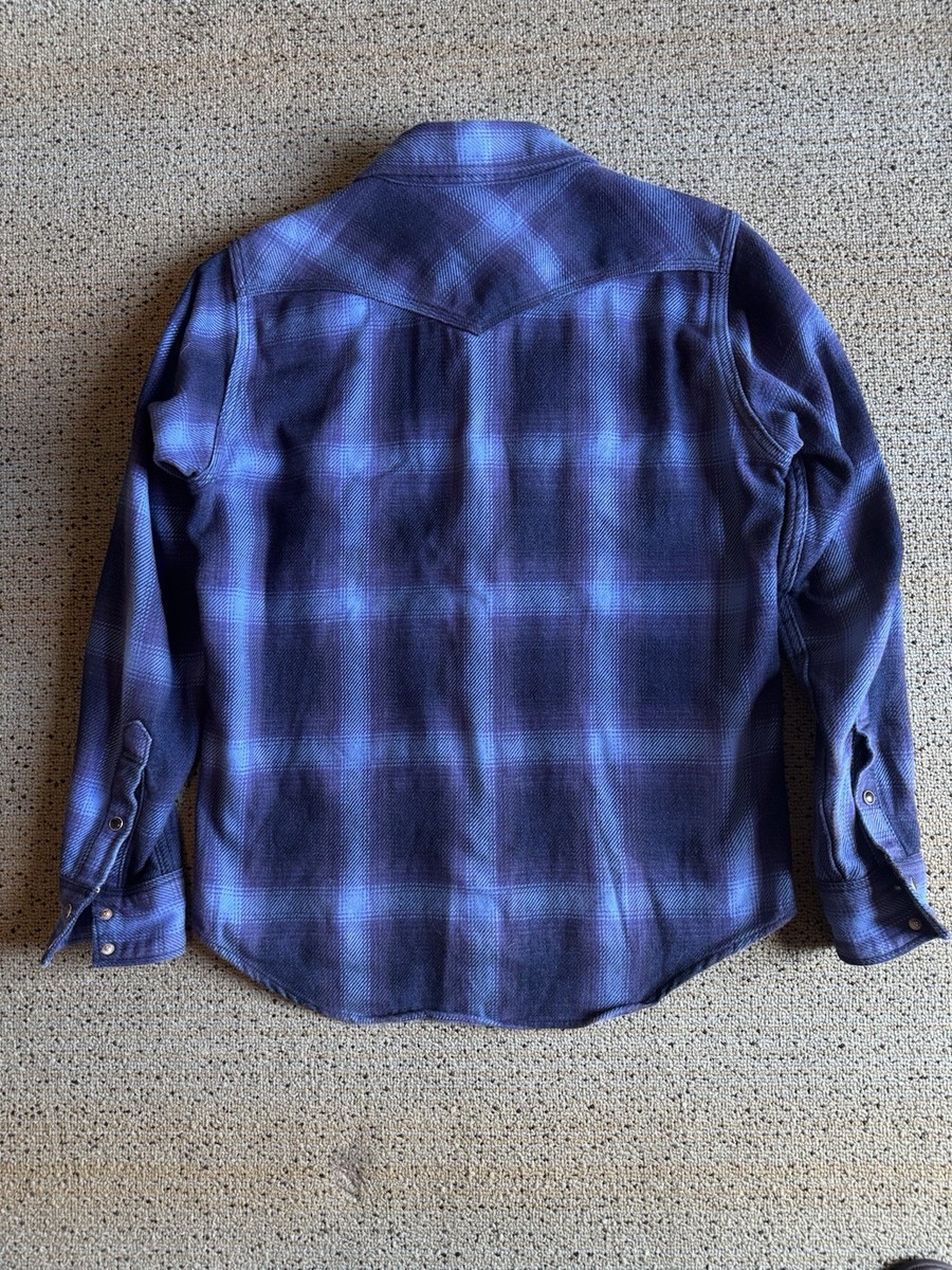 Iron Heart IHSH-348-IND 9oz Selvedge Ombré Check Western Shirt - Indigo Size M View 6