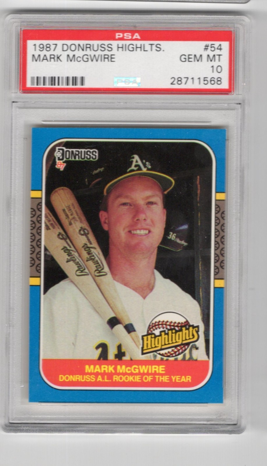 1987 Donruss Highlights #54 Mark McGwire PSA 10