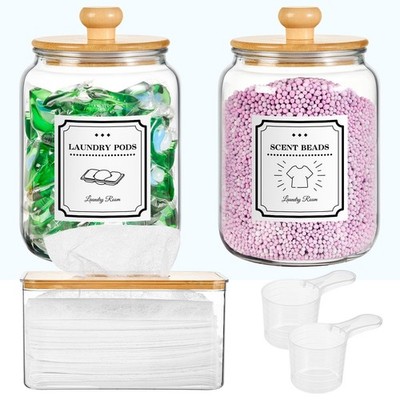 Laundry Pod Containers and Dryer Sheet Holder with Lids Laundry Detergent She...