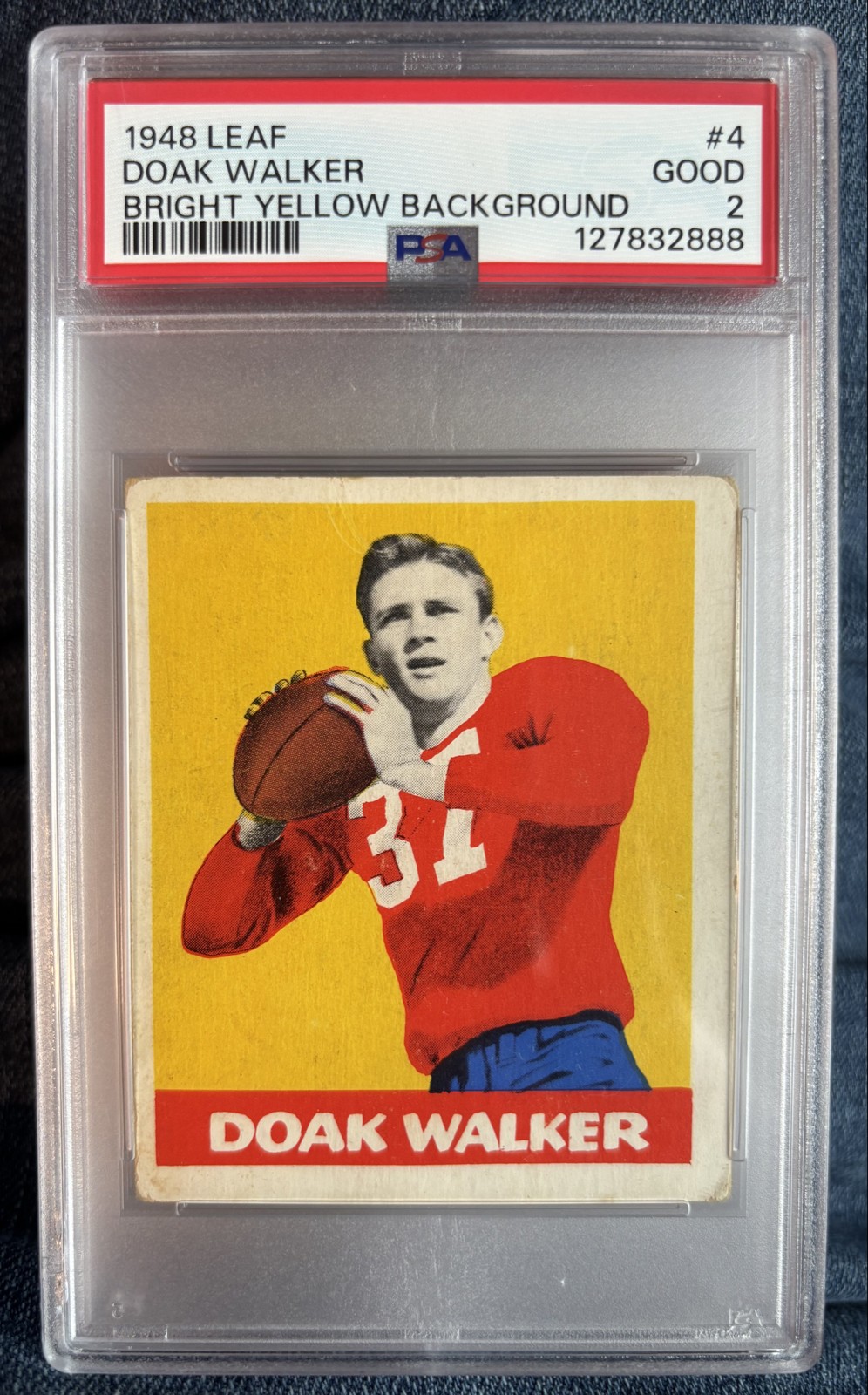 🔥 1948 Leaf #4 Doak Walker PSA 2 (GOOD) Bright Yellow Background HOF RC VINTAGE