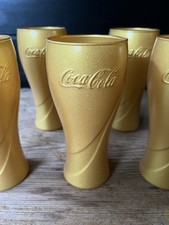 5x Rare Coca-Cola Gold Painted Ltd Edition/McDonalds  0.33l Drink Glasses 