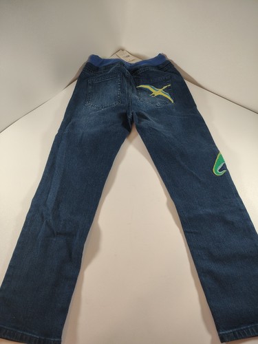 Mini Boden Jungen Größe 8Y blaue Jeans bequem Kordelzug Taille Stickerei Dinosaurier NEU - Bild 6 von 7