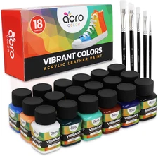 Acrylic Leather Paint for Shoes - 18 Color Leather Paint Kit with 5 Paint Brushe
