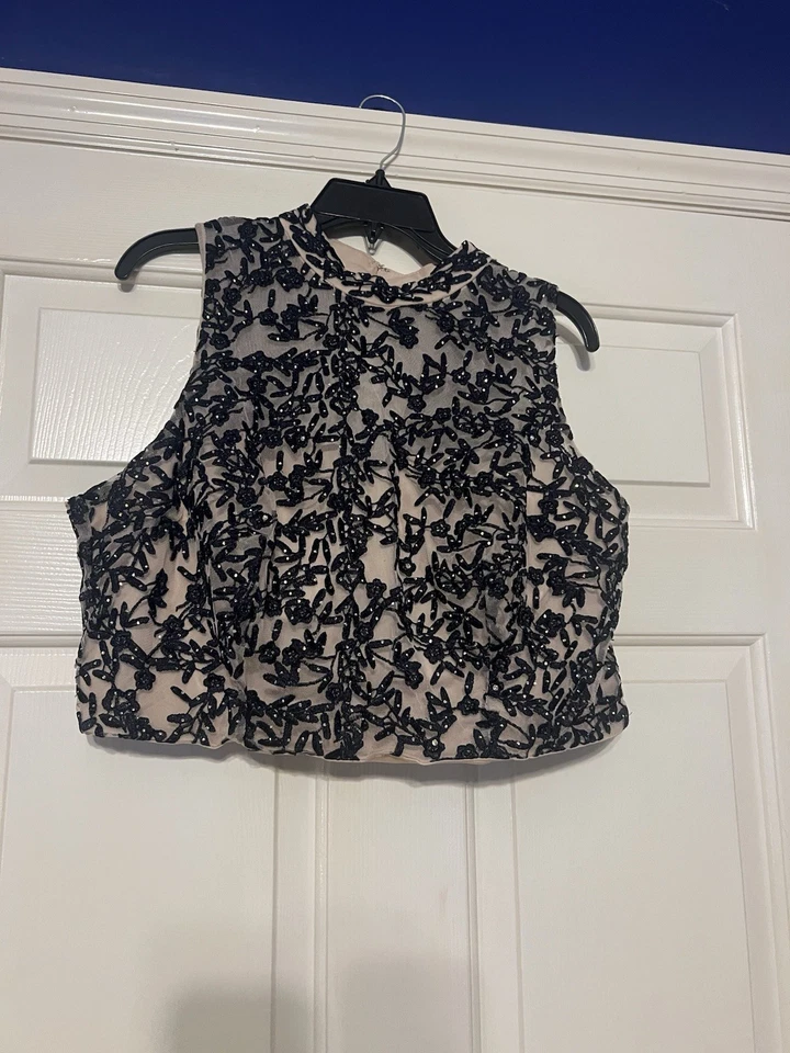 Formal Prom Homecoming Women’s Plus Size Dress Size 21 Two Piece Navy Floral - Image 3 of 4