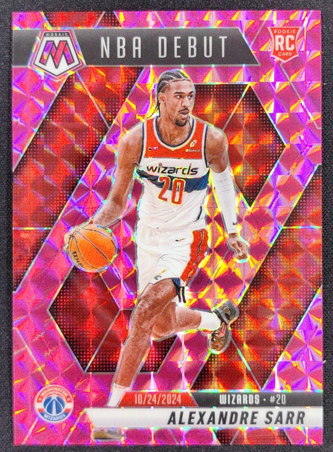 /175 NBA Debut Pink Prizm Alexandre Sarr Rookie 2024-25 Panini Mosaic #254 RC SN