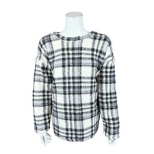 NEW Cuddl Duds Medium Cloud Fleece Pullover Top in Grey Cream Pld QVC 7785