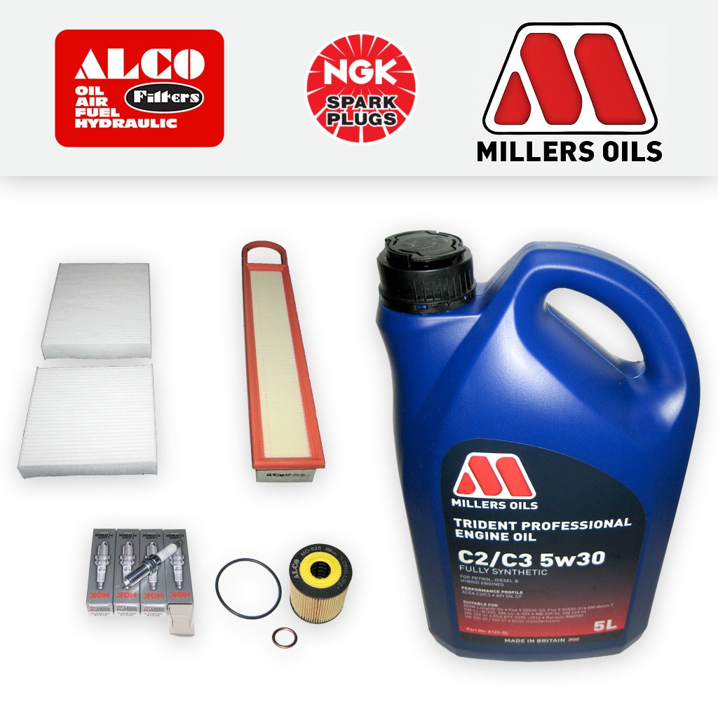 SERVICE KIT for CITROEN DS3 1.4 VTI 95 OIL AIR CABIN FILTERS PLUGS +5w30 OIL
