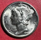 1944D Choice Uncirculated US Mercury SILVER Dime "Denver" Mint! Old Coin!