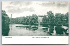 Elkhart Indiana~Old Mill Bldg~River View~Smokestack~Reflection~c1905 Postcard