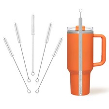 Cleaning Brushes for Reusable Drinking Straws, Set of 5, Long Wire Handle, Bo...