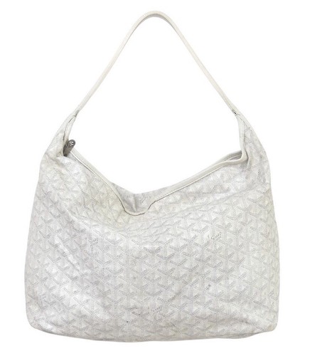 AUTHENTIC Goyard Goyardine Boheme Hobo Handbag White/Grey