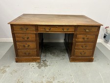 Vintage Pedestal Desk 5 Drawer Twin Pedestal Writing Desk