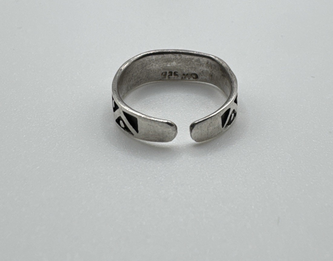 Sterling Silver Wrap Ring Zigzag Dot Solid Silver… - image 4