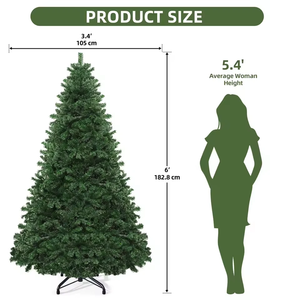 Artificial Christmas Tree 1.8M (6FT) with Metal Hinges & Foldable Base - Image 2 of 4