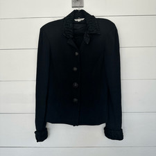 St. John Women s Black Santana Knit Velvet Collar Jacket