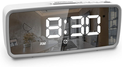 Small Desk Clock, Digital Alarm Clock Battery Operated for Bedroom, with Dimmer,