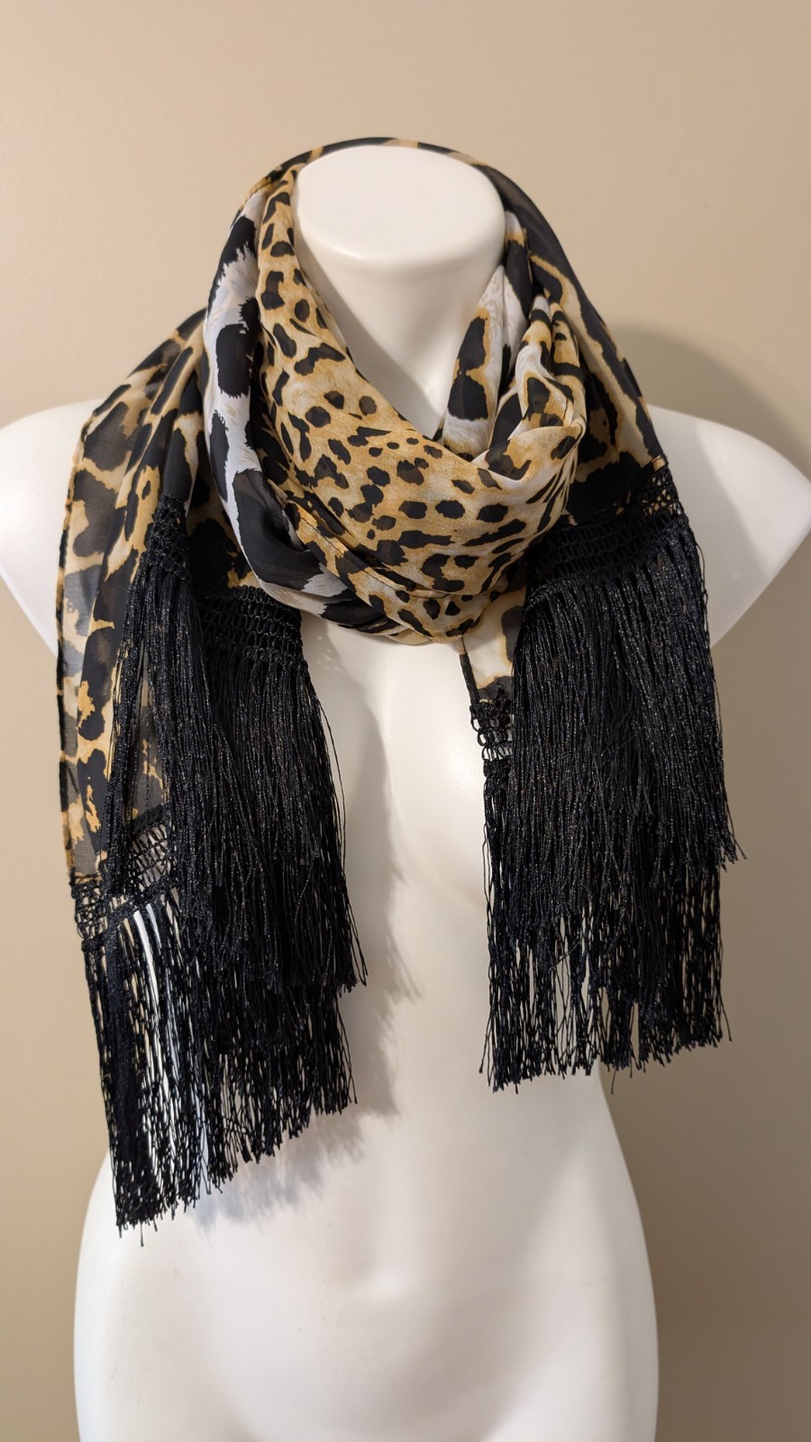 Long Rectangular Leopard Brown/Black/Tan Print Fa… - image 8