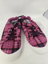 Wonder Nation Shoes Girls Size 4 Pink Box Pattern Slip On Stretchy Back