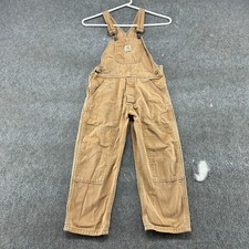 Carhartt Overalls Youth Boys 5 Brown Tan Duck Canvas Bib Double Knee Unlined