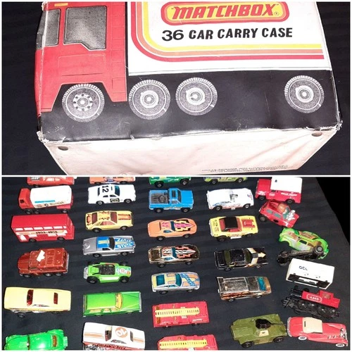 MATCHBOX HOT WHEELS VINTAGE BUNDLE LOT WITH CARRYING CASE 1970S 80S