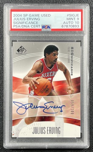 JULIUS ERVING PSA 9 2004-05 SP GAME USED #SIG-JE SIGNIFICANCE AUTO 59/100
