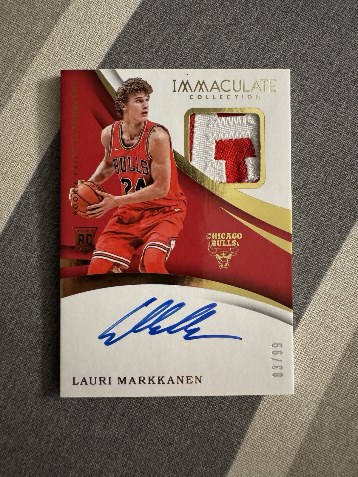 Lauri Markkanen RC 2017-18 Immaculate Rookie Patch AUTO /99 SP Jazz Bulls