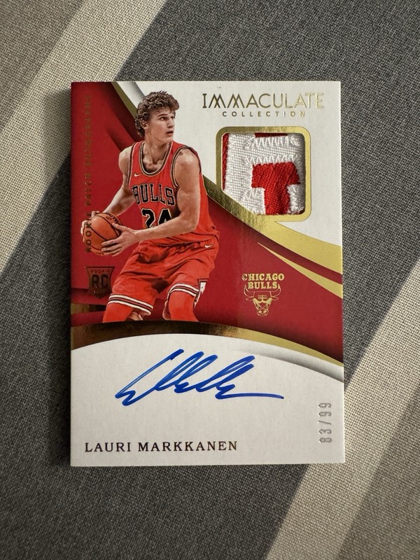 Lauri Markkanen RC 2017-18 Immaculate Rookie Patch AUTO /99 SP Jazz Bulls