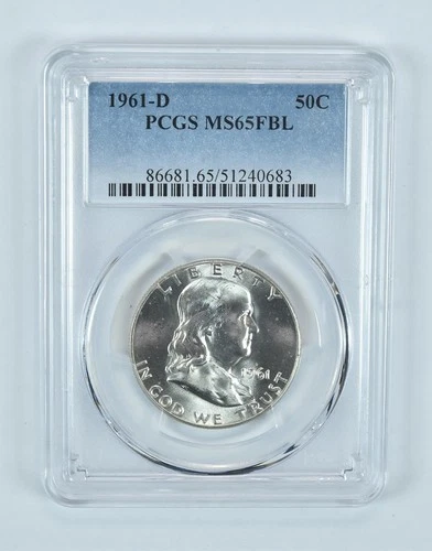 1961-D Franklin Half Dollar MS65 FBL PCGS Blue Label