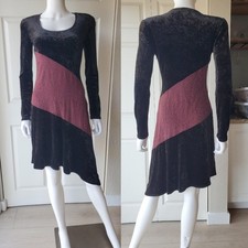 Mariella Burani size 4 vintage 90s black velvet long sleeve mini dress