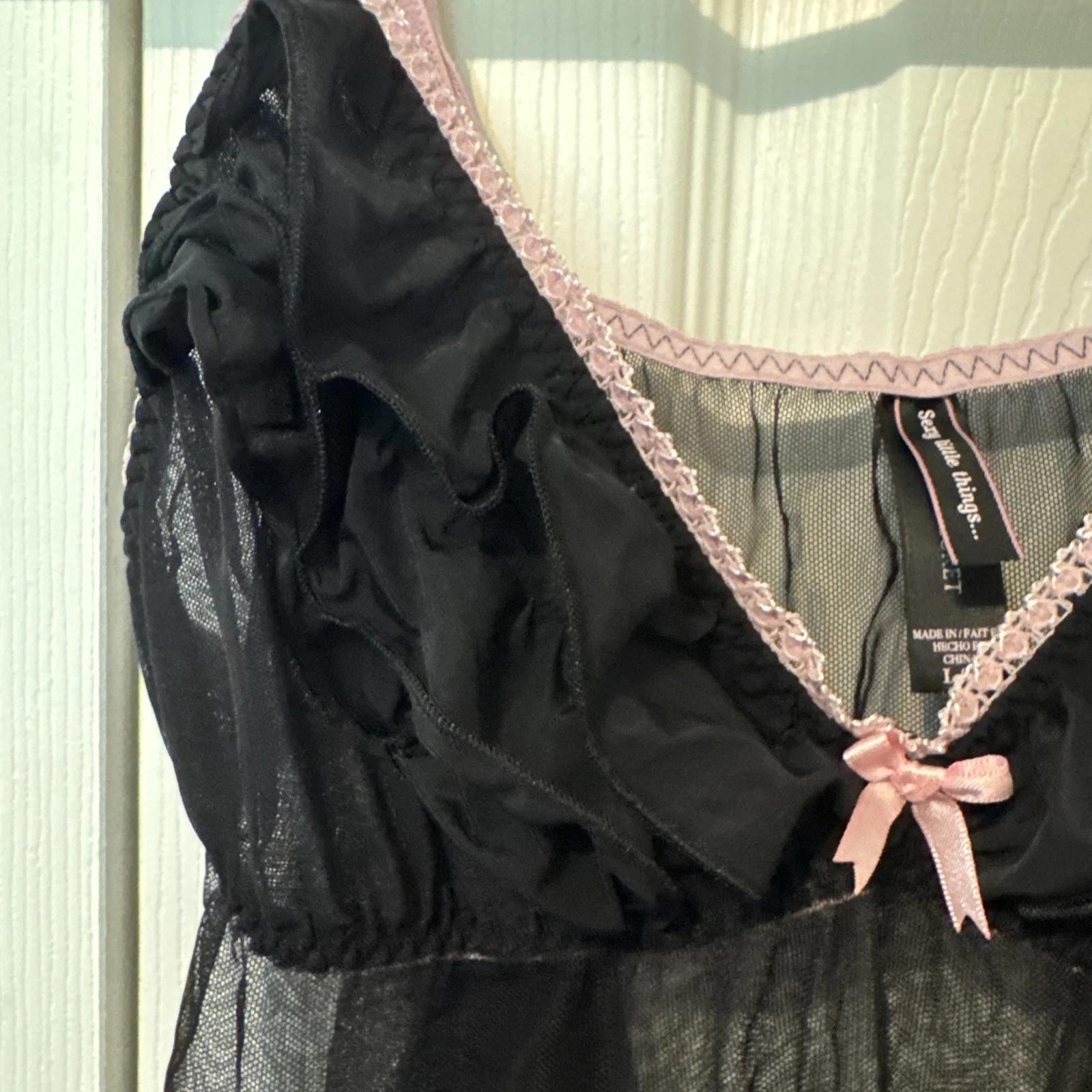 UNDERCOVER Abito slip Victoria's Secret Chemise taglia L nero raso pizzo trasparente lingerie