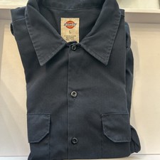 Dickies Men  s Long Sleeve Button Down Navy Blue Size Large Work Shirt Preowned