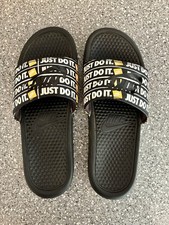 Nike Men  s Size 10 Benassi JDI Print Black Slides 631261-016  JUST DO IT  