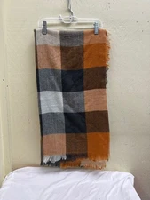 Orange Plaid Winter Scarf