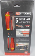 Set de 5 tournevis électricien FACOM Protwist Slim isolé 1000V plat et Pozidriv